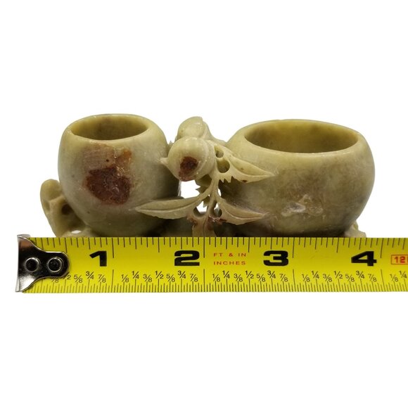 Vintage Chinese Carved Stone Double Vase With Floral Motif - Picture 10 of 12